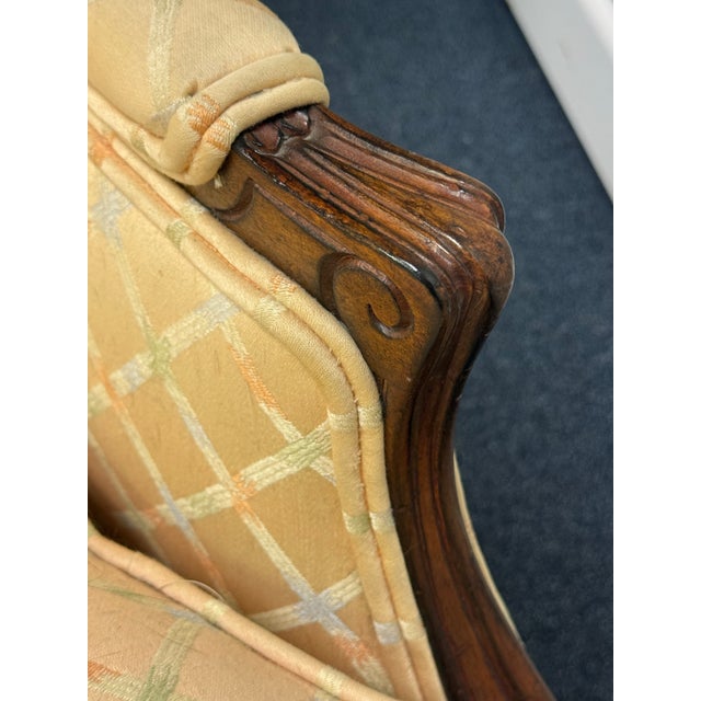 Peach Late 20th Century Upholstered French Bergere Chair For Sale - Image 8 of 12