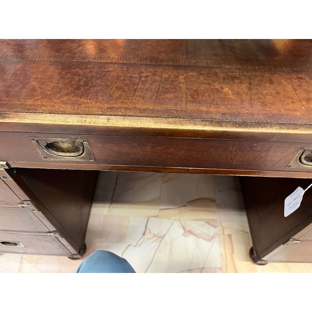 Theodore Alexander Campaign Style Partners Desk For Sale - Image 11 of 12