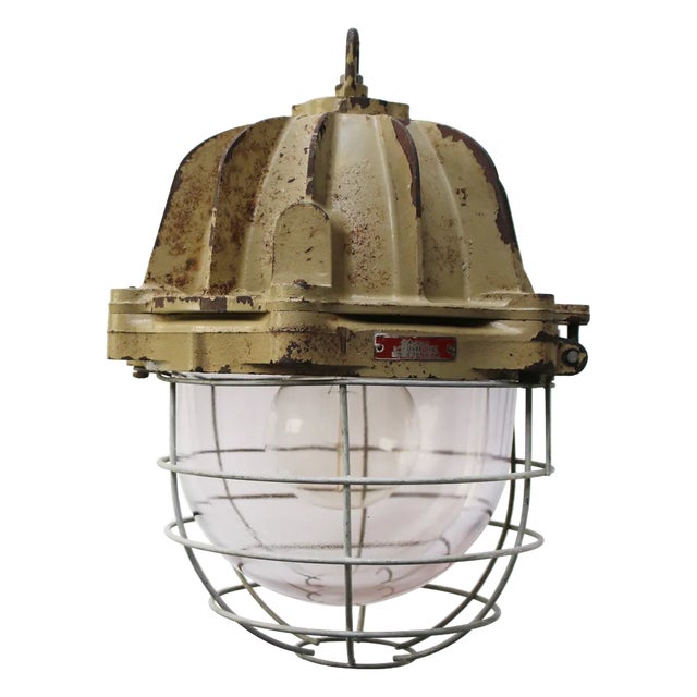 Vintage French Industrial Cast Iron Pendant Lamp from Mapelec Amiens, 1977 For Sale