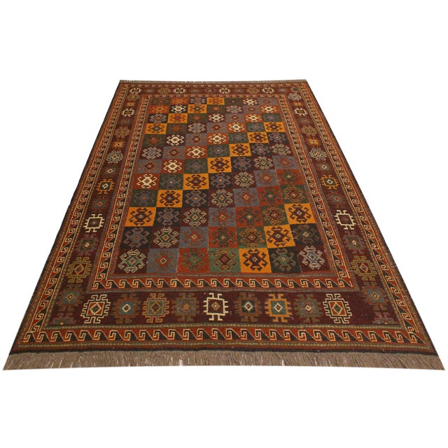 Vintage Soumak Rust/Brown Wool Rug - 4'11'' X 6'5'' For Sale In New York - Image 6 of 10