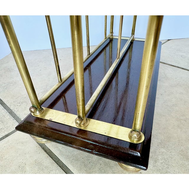 English Victorian Brass Wood Newspaper Magazine Rack For Sale - Image 12 of 18