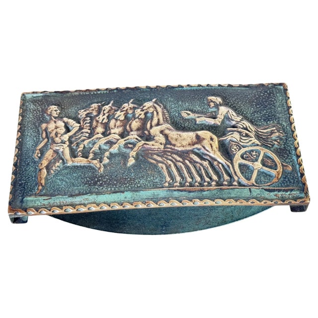 Ink Pad by Le Verrier in Bronze Gold and Green Color France Signed This piece is attributed to the mentioned...