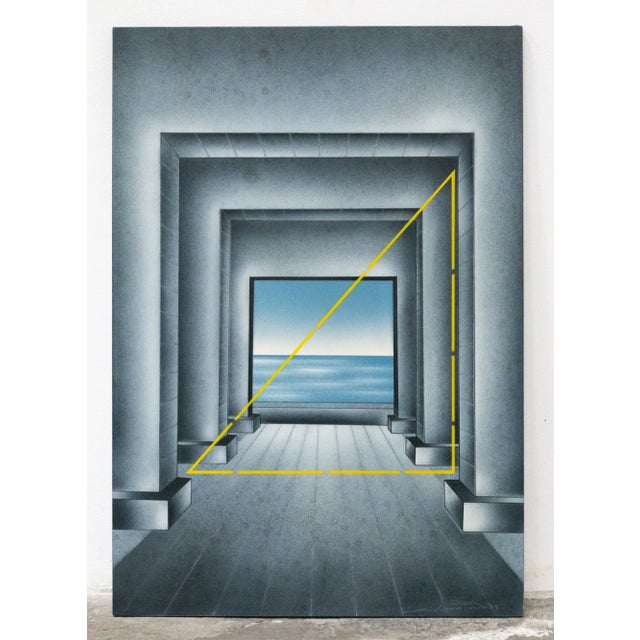 Wood Fausto Salomoni, Composition, Painting on Wood Panel, 1989 For Sale - Image 7 of 7