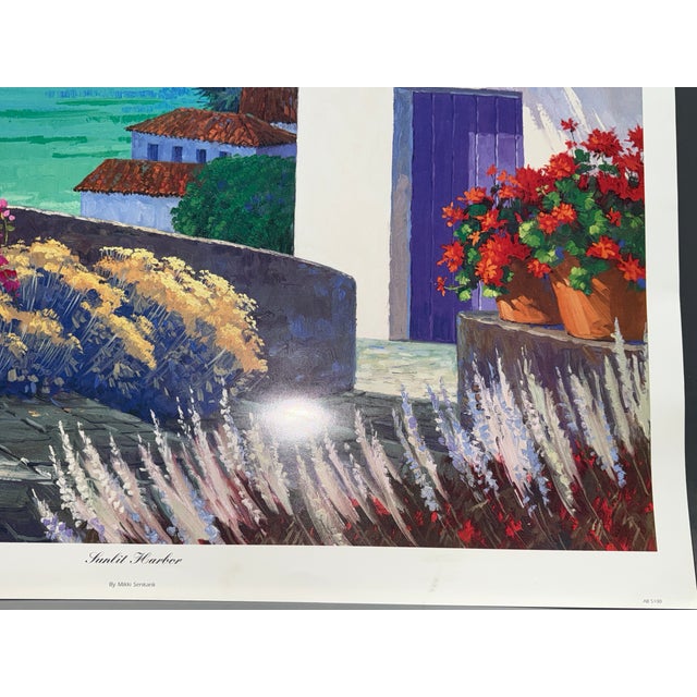 Art Print Mediterranean Sunlit Harbor Mikki Senkarik 26 1/2" X 32" 1996 Ab5099 Open Ed For Sale - Image 6 of 10
