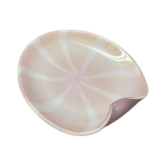 Mid-Century Modern Vintage Mid Century Modern Alfredo Barbini Murano Glass Catch All Pink Circus Bowl Italian Italy For Sale - Image 3 of 8
