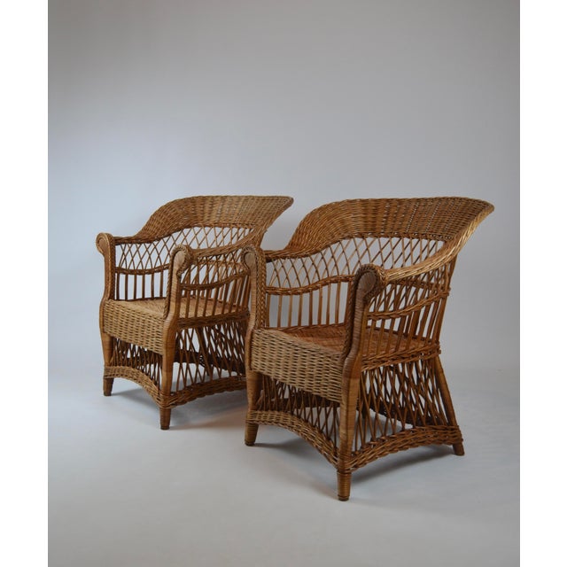 20th Century Wicker Armchairs with Rolled Arms, 1920, Set of 2 For Sale - Image 9 of 18