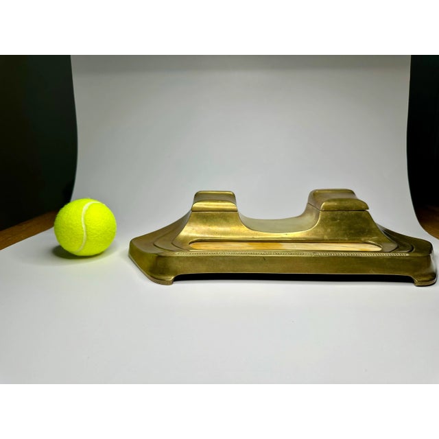 Vintage Art Deco Orange Marble and Brass Desk Set For Sale - Image 12 of 12