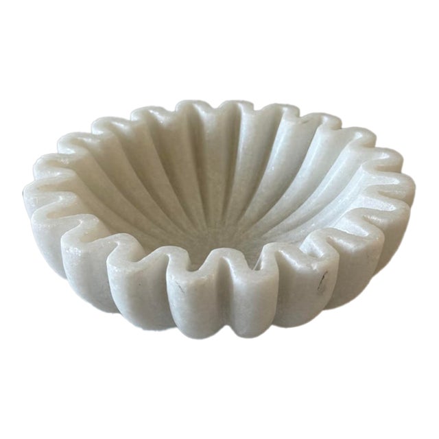 Marble Fluted Scalloped Bowl For Sale