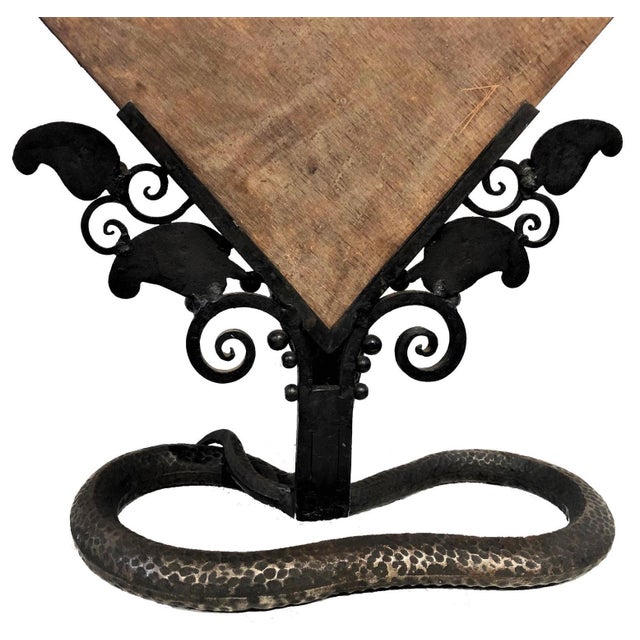 French Art Deco Table Mirror w/ Snake Base Wrought Iron Circa 1920 ABOUT This elegant wrought iron American Art Deco table...