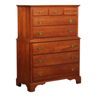 Unique Furniture Makers Vintage Chippendale Style Solid Cherry Chest on Chest For Sale