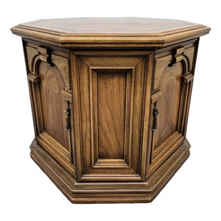 Octagon Side Table Storage Cabinet For Sale