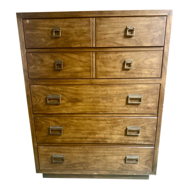1980s Mid-Century Modern 5-Drawer Tall Chest (Highboy Style) From Drexel Furniture For Sale