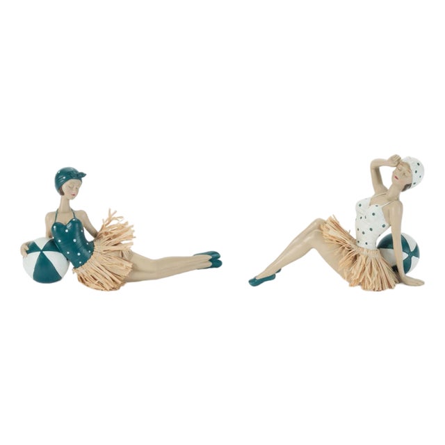 Retro Beach Babe Figurine (Set of 2) For Sale
