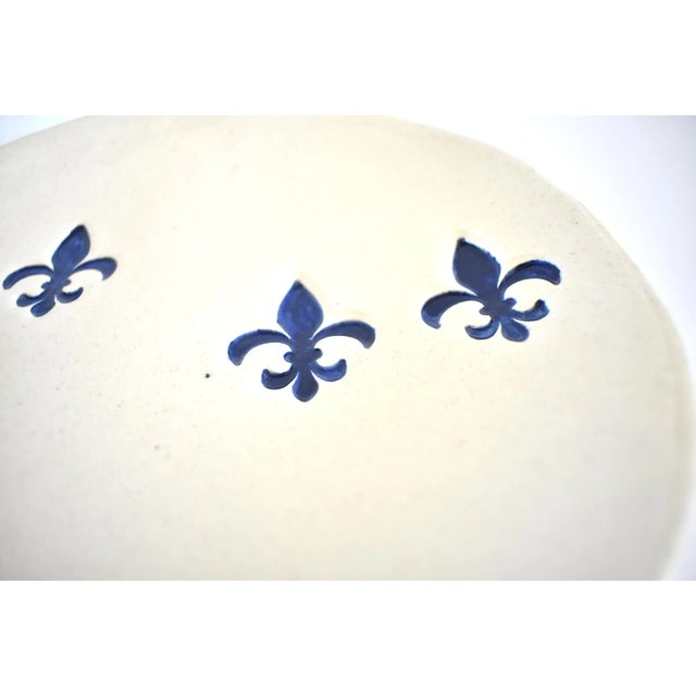 Ceramic Contemporary Handmade Fleur De Lys Plates- a Pair For Sale - Image 7 of 9