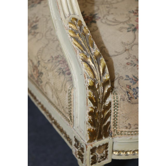 1930's French Louis XVI Style Antique Parcel Gilt Settee For Sale - Image 12 of 12