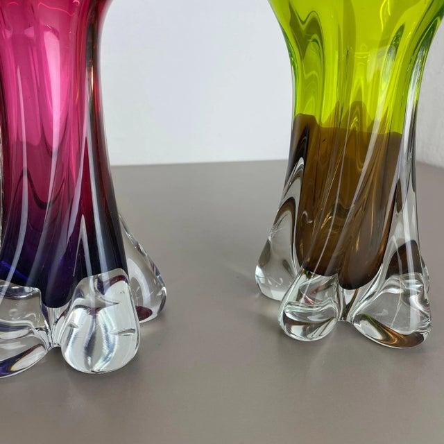 Vintage German Vase in Hand Blown Crystal Glass from Joska, 1970s, Set of 2 For Sale - Image 17 of 18