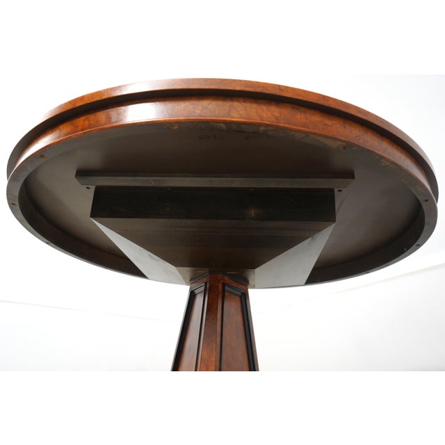 Baker Burlwood Round Inlaid Center Table For Sale - Image 13 of 14