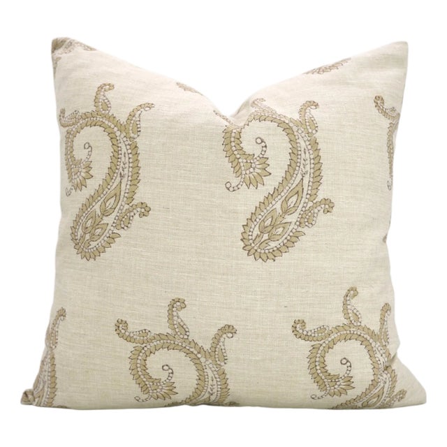 Fabdivine Bankebihari Handmade Block Print Pillow Cover Linen Blend Floral Decorative 26x26 Inch Cushion Cover For Sale