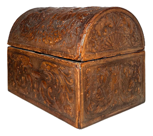 Antique Embossed Leather Dome Chest