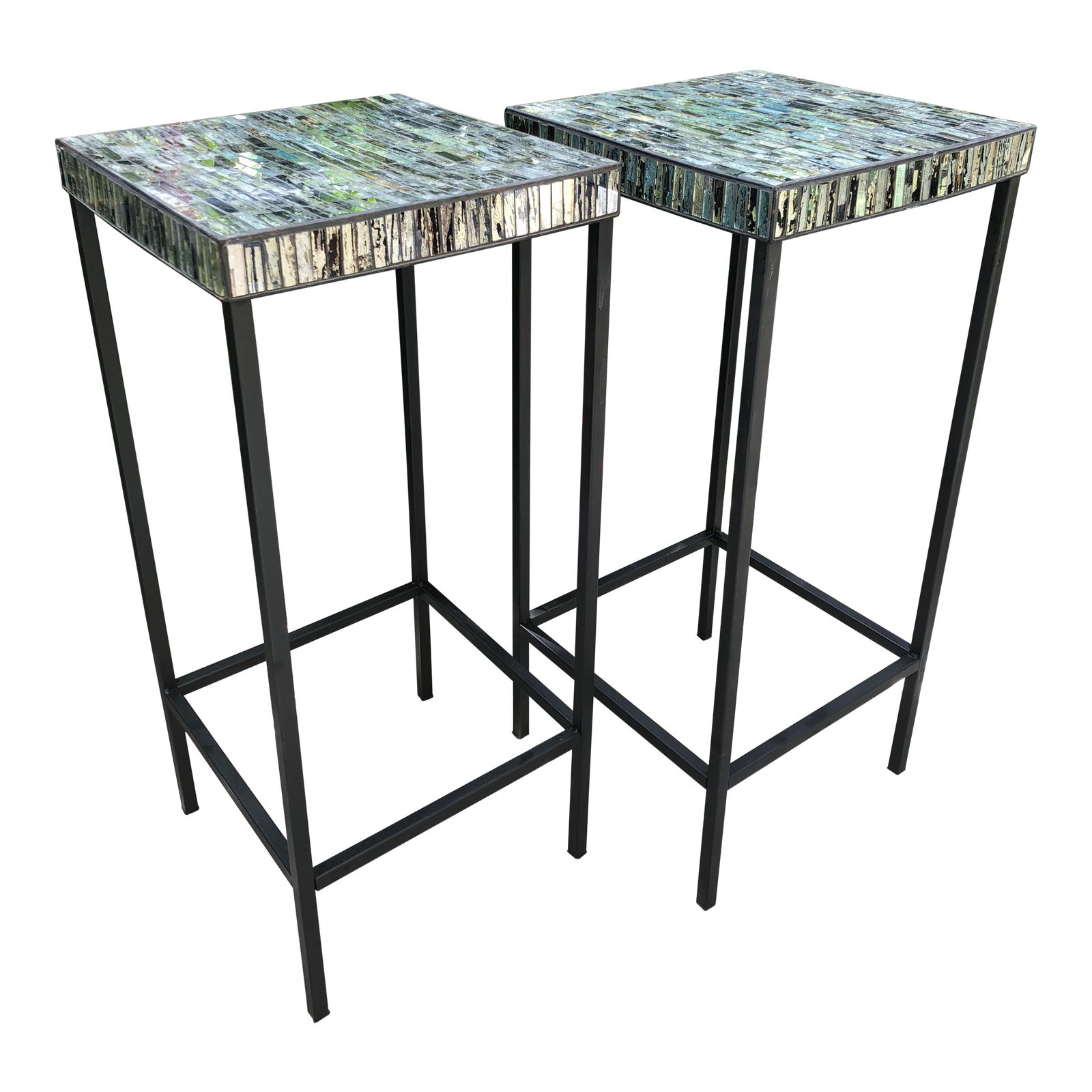 Contemporary Glass Mosaic End Tables a Pair Chairish