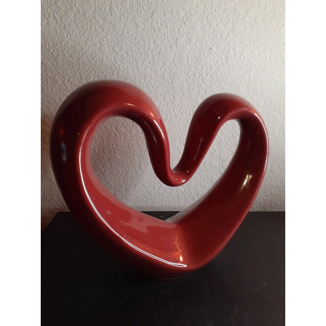 1970s 1970s Zsolnay Pecs Hungary Red Ceramic Heart Sculpture For Sale - Image 5 of 6