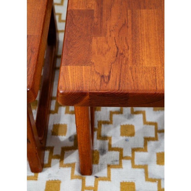 1960s Mid Century Danish Modern End Tables Side Nightstands Teak Square Niels Bach MCM For Sale - Image 12 of 12