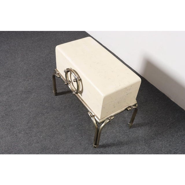 Vintage Karl Springer-Style Parchment Wrapped Trunk / Box on Nickel Plated Base For Sale - Image 18 of 18