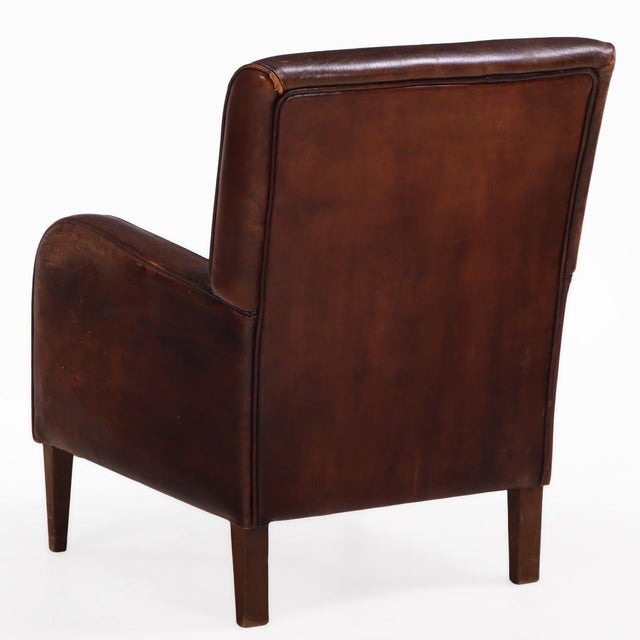 Art Deco A Dutch Classic Leather Club Chair, C. 1960. For Sale - Image 3 of 8