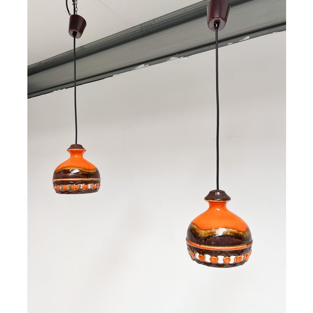 Vintage Ceramic Pendant Lamps from Pan Leuchten, 1970s, Set of 2 For Sale - Image 4 of 16