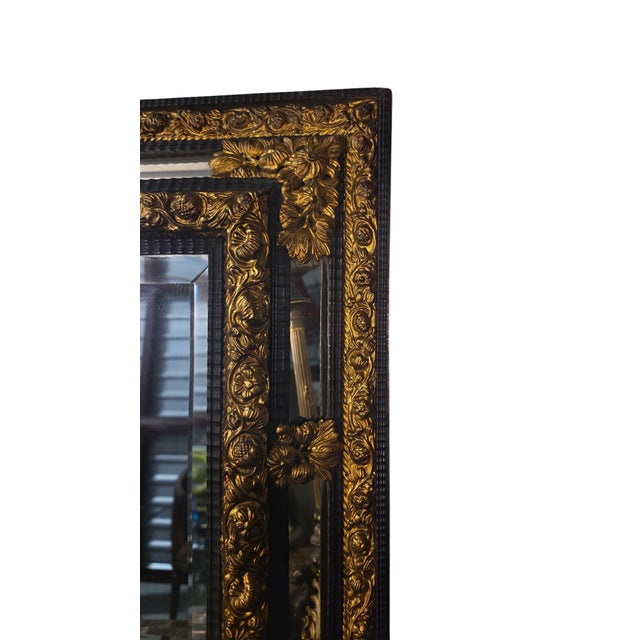 French Napoleon III Ebonized Wood & Gilt Brass Mirror, Late 19th Century For Sale In Austin - Image 6 of 6