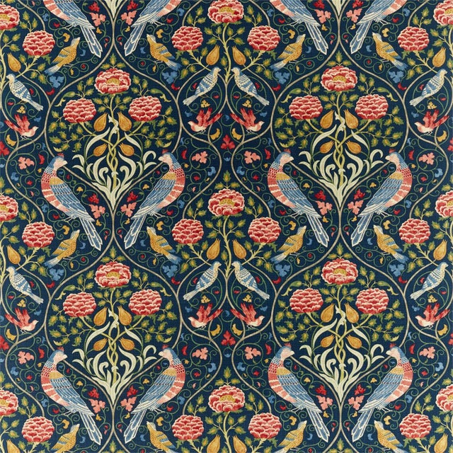 Morris & Co Seasons By May Fabric in Indigo - a Sample For Sale
