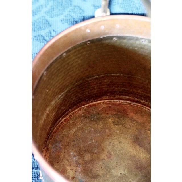 Copper Early 1900s English Copper and Brass Pot With a Handle and Grommets For Sale - Image 8 of 10