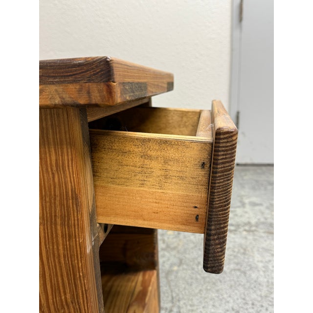 Rustic Pine Wood Nightstand For Sale - Image 9 of 12