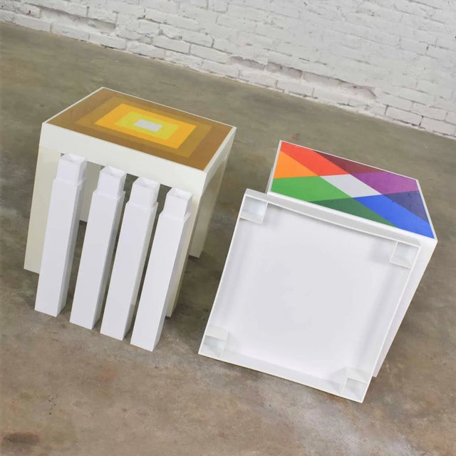 MCM Trio of Mod Pop Art Side Tables Plastic Square Parsons Style After Kartell or Syroco For Sale - Image 10 of 13