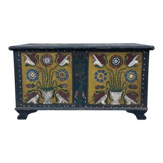1890's Swedish Pine Paint Decorated Blanket Chest/Trunk For Sale