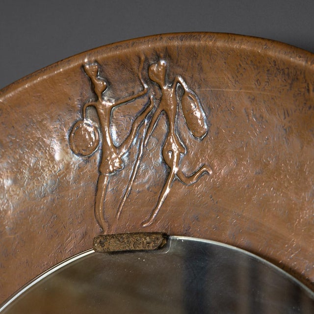 20th Century Brutalist Bronze Mirror With Figures in Relief, 1970s For Sale - Image 12 of 13