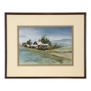Farmhouse Amador Foothills - Rural California Landscape in Watercolor on Paper by Alice Duke