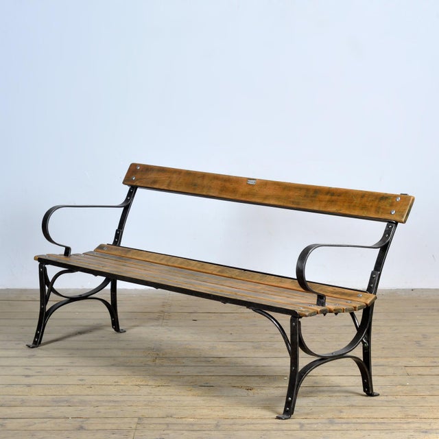 Riveted Iron Park Bench, 1920s For Sale - Image 13 of 13