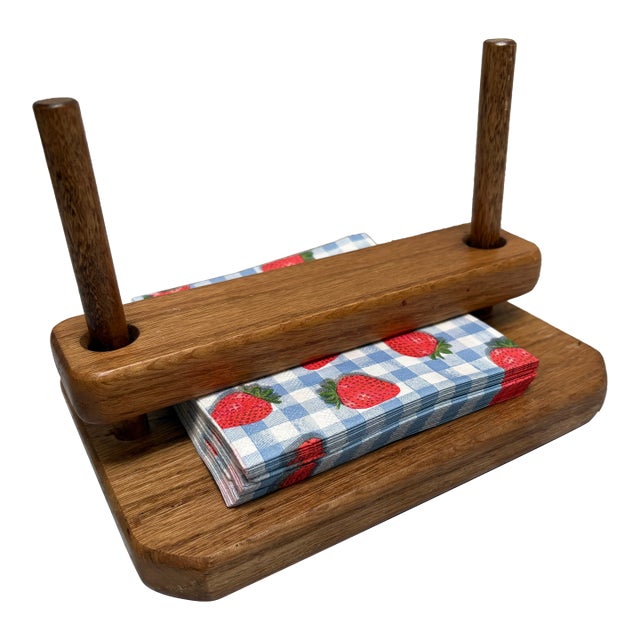 Vintage 1960s70s Rustic Wood Napkin Holder For Sale