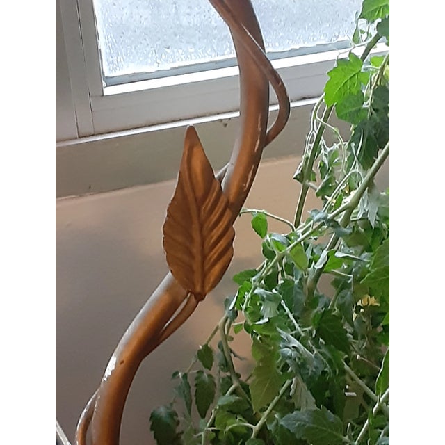 Gold MCM /Art Deco Italian Original Gold Metal and Glass Etagere/Plant Stand For Sale - Image 8 of 11