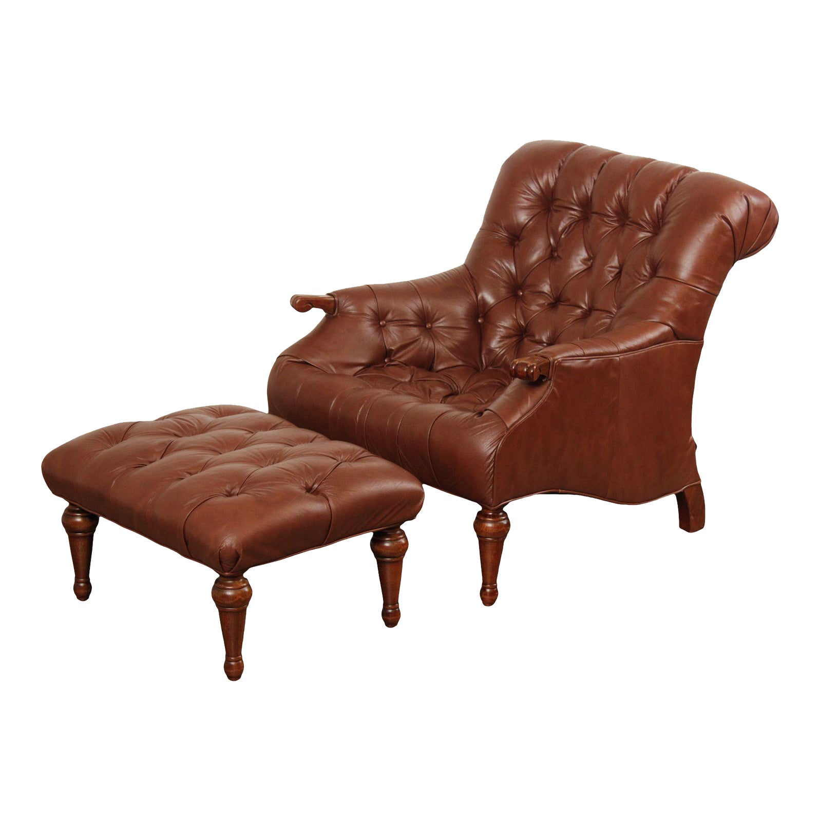 Early 21st Century Fairfield Regency Style Tufted Leather Lounge Chair