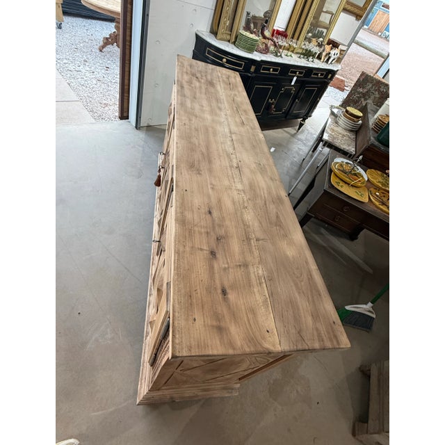 18th Century 18th Century French Louis XIII Style Diamond Shape Solid Walnut Bleached Sideboard / Buffet. For Sale - Image 5 of 12