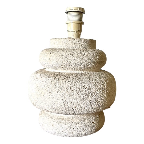 Vintage French White Stone Lamp Base, 1960 For Sale