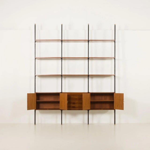 Wood Mid-Century Modern Italian Floor-to-Celling Bookcase in the style of Franco Albini, Italy, 1960s For Sale - Image 7 of 18