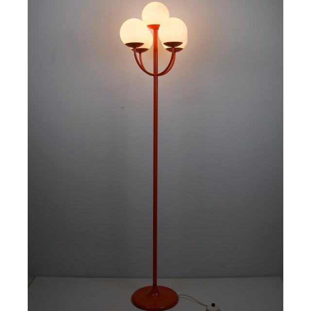 Mid-Century Red and Opaline Glass Floor Lamp by Kaiser, Germany, 1960s For Sale - Image 4 of 13