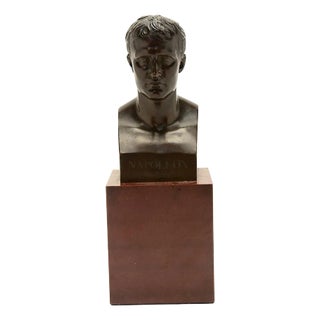 Bronze Bust of Napoleon 19th Century French Collas on Red Marble Base, Signed Chauvel J. For Sale