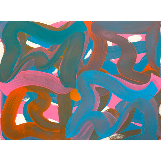 Contemporary Abstract Oil on Paper (Arches Oil Paper, 140 Lb Cold Press) "Wiggle 24" by Leon Phillips For Sale - Image 4 of 4
