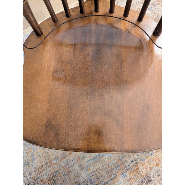 Vintage Temple Stuart Maple Brace Back Windsor Chair Fiddleback For Sale - Image 9 of 9