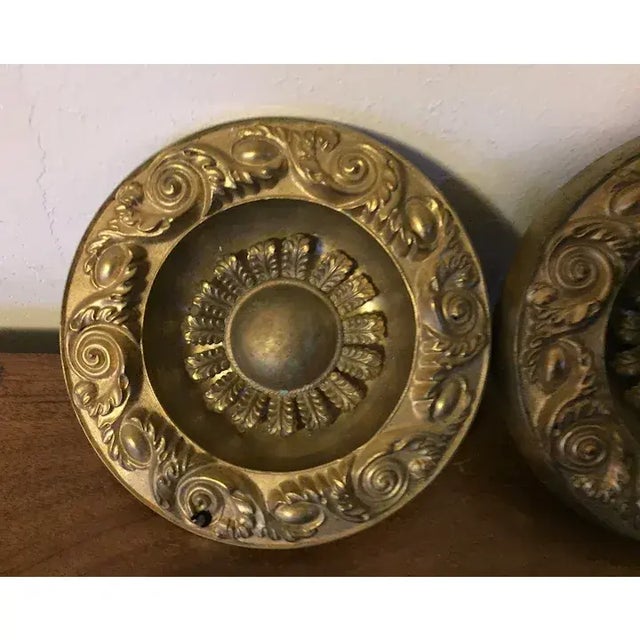 Gold Antique 19th Century American Federal Empire Gilt Spun Brass Drapery Tie Backs - A Pair For Sale - Image 8 of 13