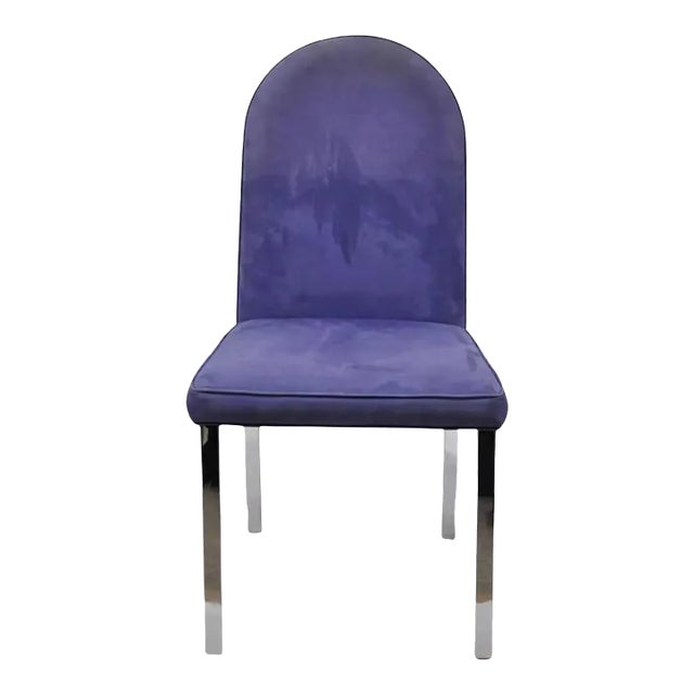 Late 20th Century Mid Century Modern Chrome Flat Bar Dining Side Chair Attributed Tri Mark Designs For Sale